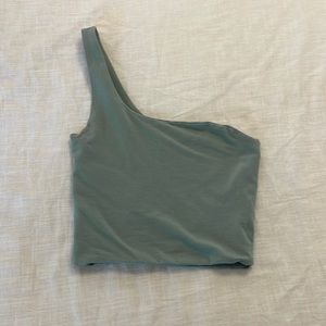 Green one shoulder crop top